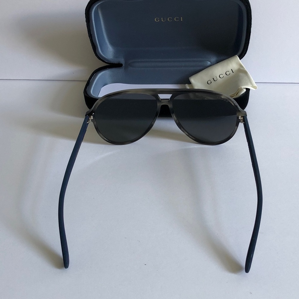 New Authentic Gucci GG0423s 010 Blue-Gray Gradient Aviator Sunglasses - Picture 8 of 15